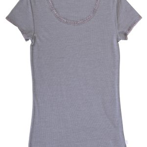 T-shirt wol-zijde platinagrijs Joha