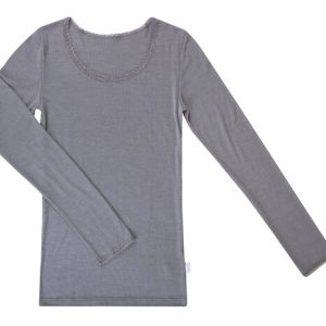 Longsleeve wol-zijde platinagrijs Joha