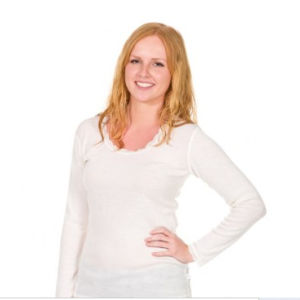 Longsleeve wol kantje naturel - Joha