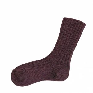 Wollen sokken Joha aubergine