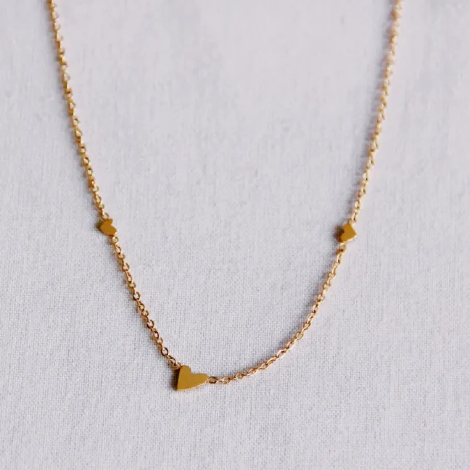 Ketting 3 hartjes goud Bazou